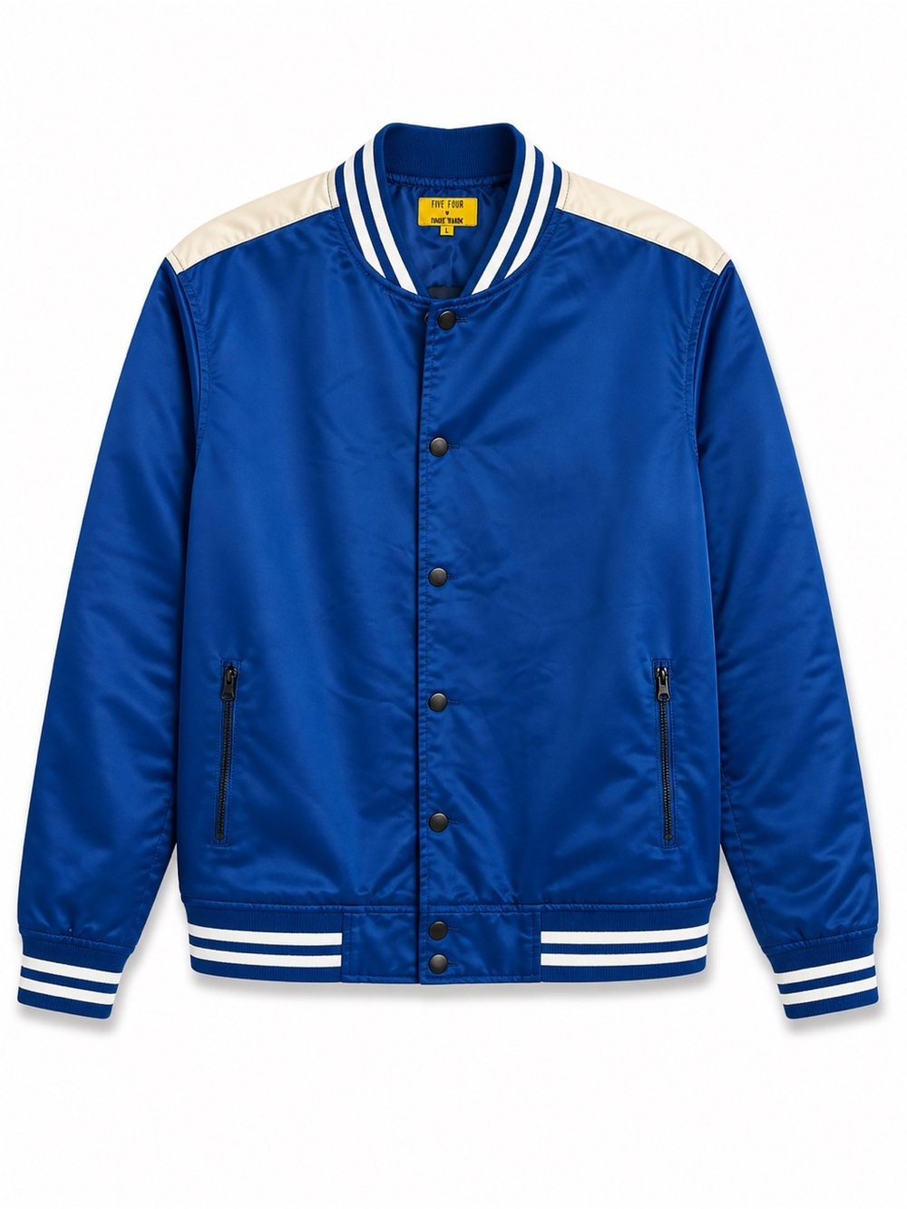 Five Four x Poggy The Man Varsity Jacket Blue Satin Snap Front Men’s Large